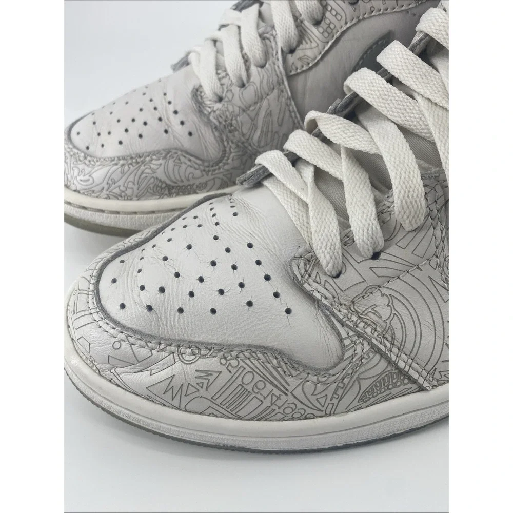 Air Jordan 1 HI OG Laser‎ White Met Silver 705289-100 Retro High top US Size 10